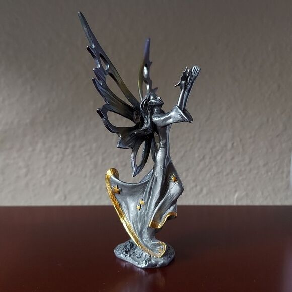 Gold & Purple Pewter Fairy with Butterfly Figurine - Picture 11 of 11